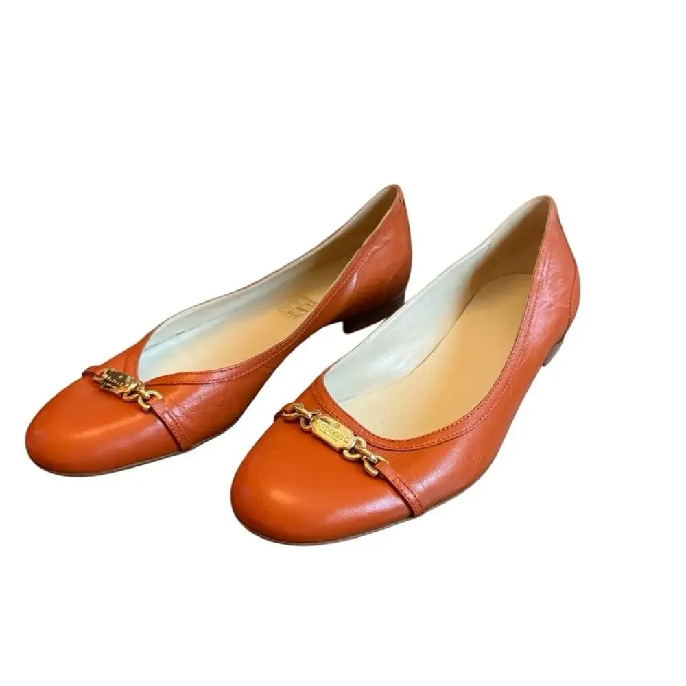 Gucci Tangerine Leather Loafers Flats with Gold Horsebit Detail EU 38 US 8